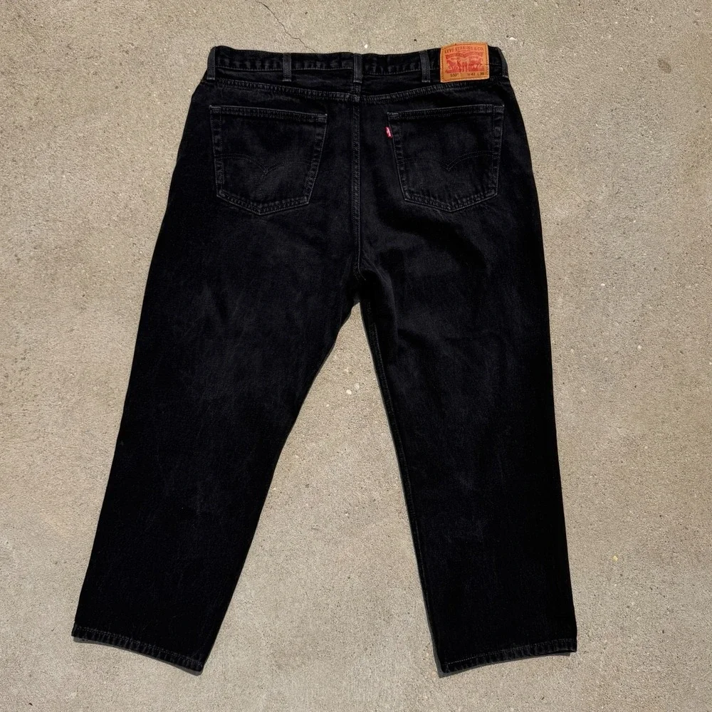 Levi's 550 Relaxed Fit Jeans Men's 42x30 Black Denim Tapered Pants Cotton